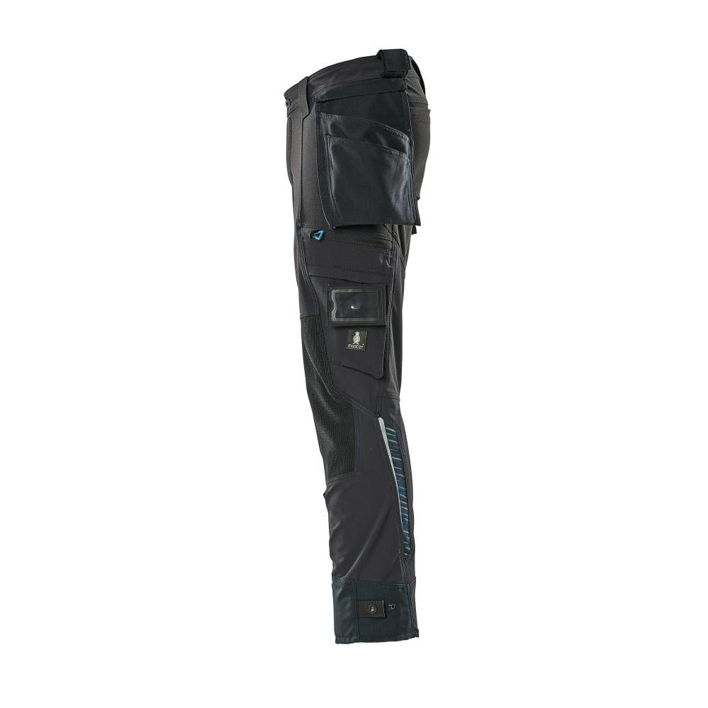 Pantaloni con tasche appese, pantaloni stretch, nero-blu