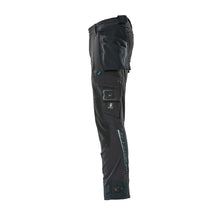 Pantaloni con tasche appese, pantaloni stretch, nero-blu