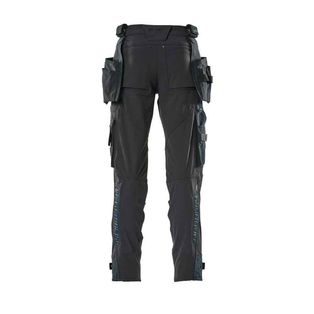 Pantaloni con tasche appese, pantaloni stretch, nero-blu