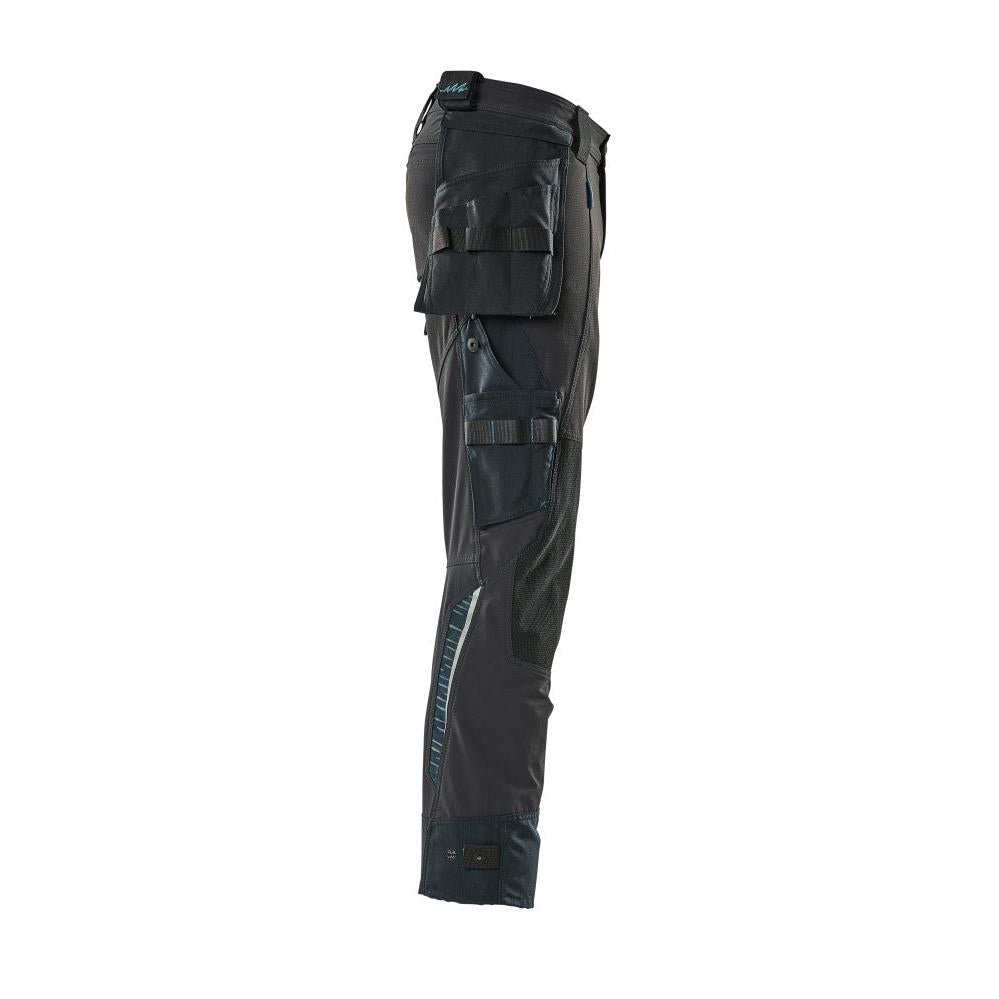 Pantaloni con tasche appese, pantaloni stretch, nero-blu