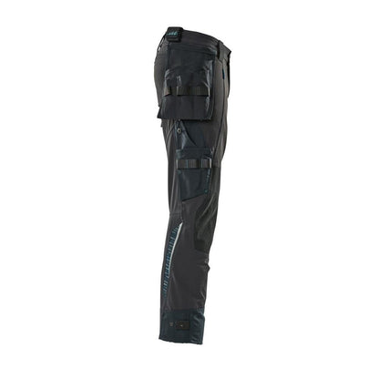 Pantaloni con tasche appese, pantaloni stretch, nero-blu