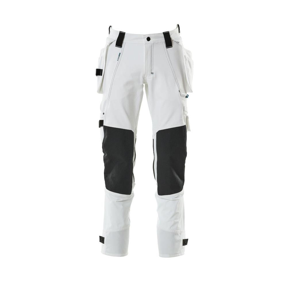Pantaloni con tasche appese, pantalone elasticizzato, bianco