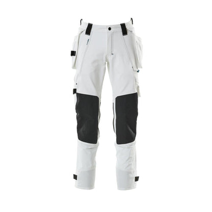 Pantaloni con tasche appese, pantalone elasticizzato, bianco