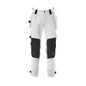 Pantaloni con tasche appese, pantalone elasticizzato, bianco