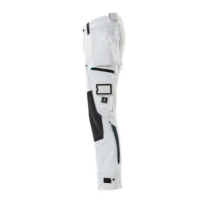 Pantaloni con tasche appese, pantalone elasticizzato, bianco