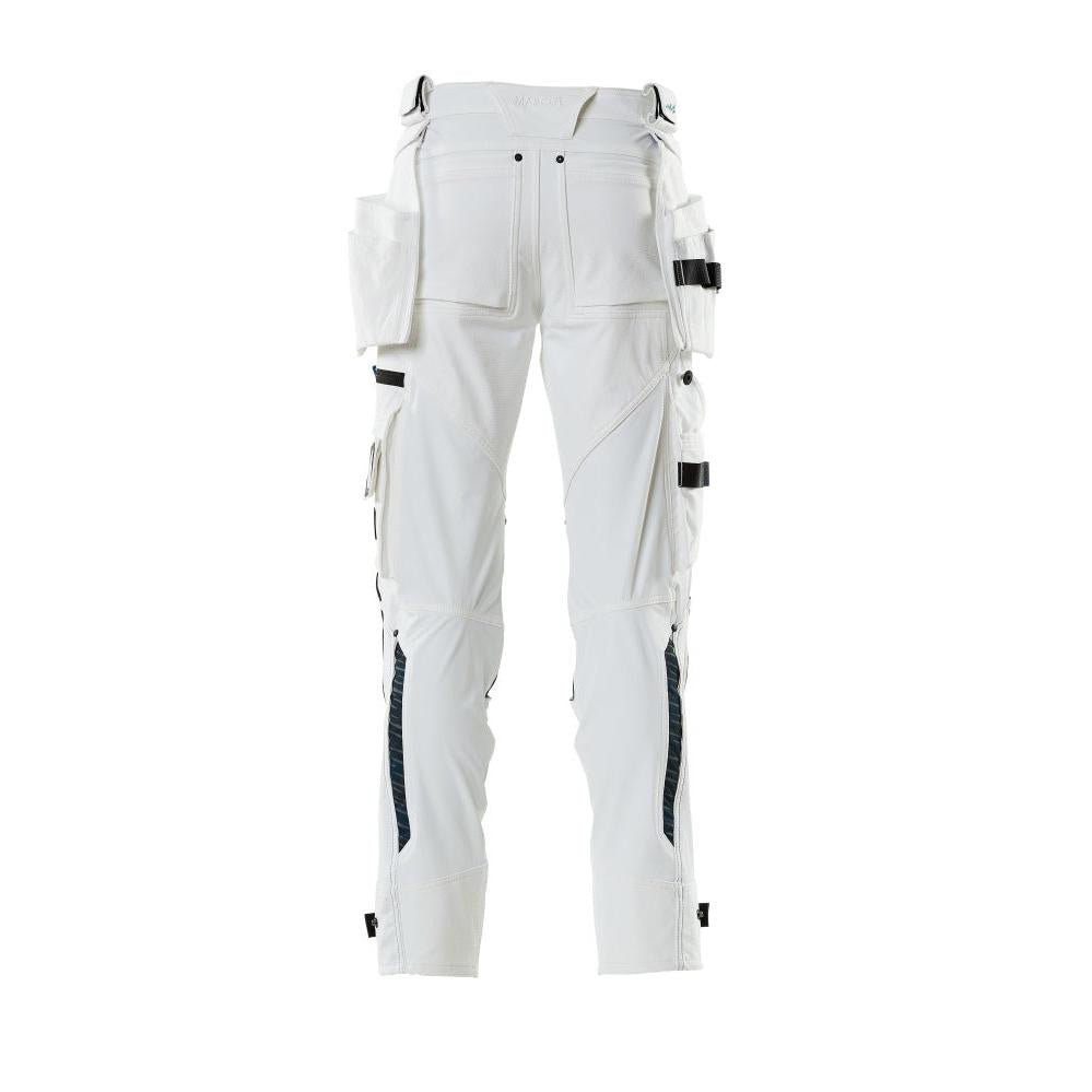 Pantaloni con tasche appese, pantalone elasticizzato, bianco