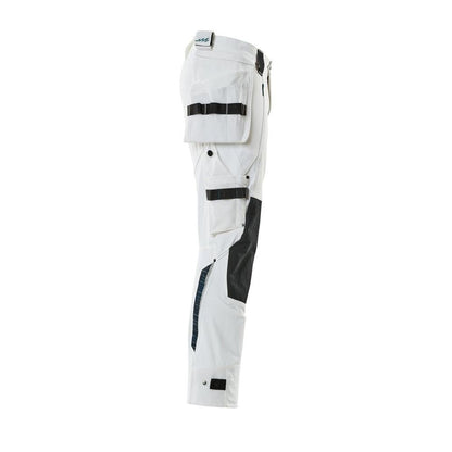 Pantaloni con tasche appese, pantalone elasticizzato, bianco