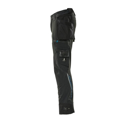 Pantaloni con tasche appese, pantalone stretch, nero