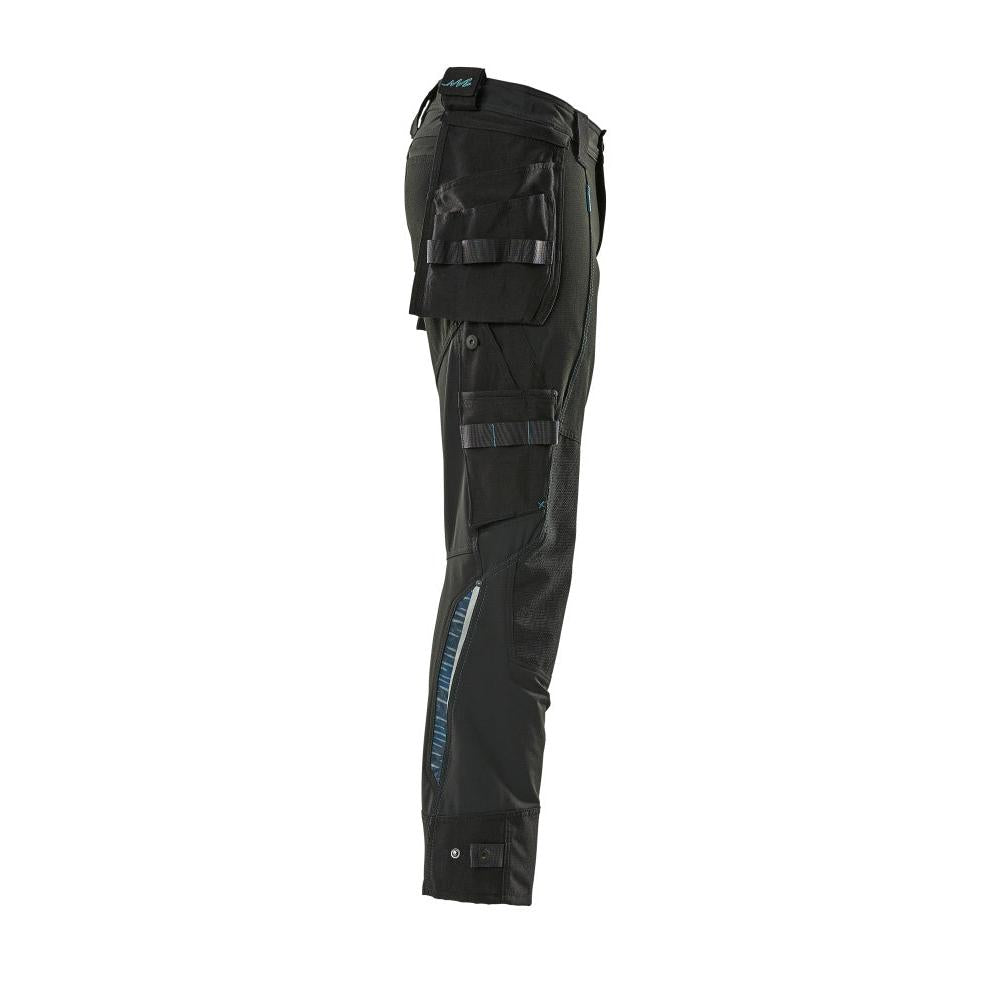 Pantaloni con tasche appese, pantalone stretch, nero