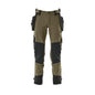 Pantaloni con tasche appese, pantaloni stretch, verde muschio