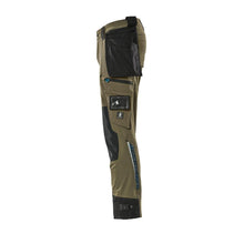 Pantaloni con tasche appese, pantaloni stretch, verde muschio