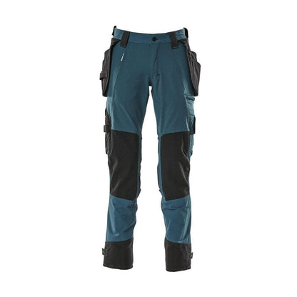 Pantaloni con tasche appese, pantalone stretch, petrolio scuro