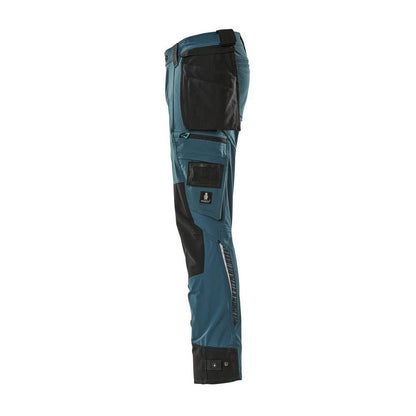 Pantaloni con tasche appese, pantalone stretch, petrolio scuro