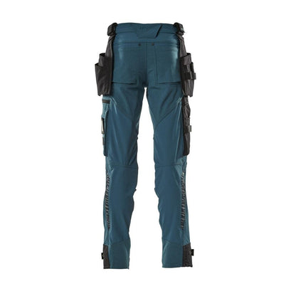 Pantaloni con tasche appese, pantalone stretch, petrolio scuro