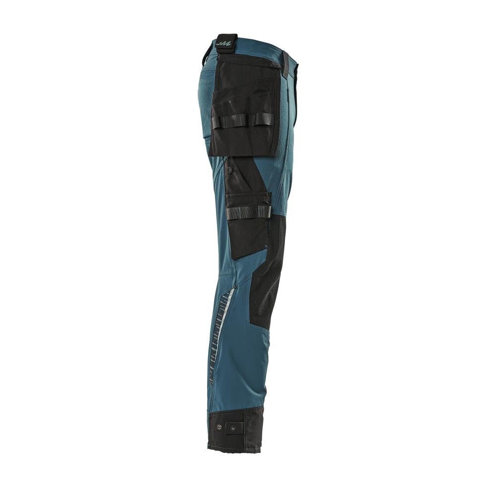 Pantaloni con tasche appese, pantalone stretch, petrolio scuro