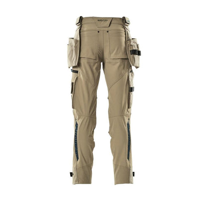 Pantaloni con tasche appese, pantaloni stretch, kaki chiaro