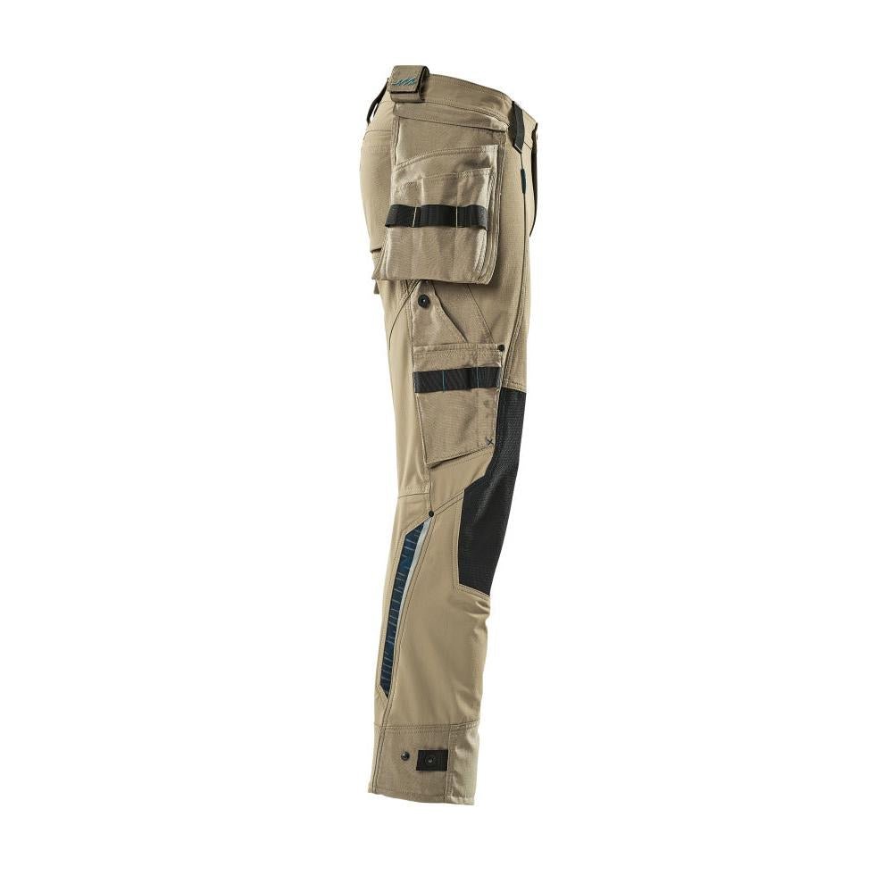 Pantaloni con tasche appese, pantaloni stretch, kaki chiaro