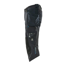 Pantaloni tre quarti, tasche appese, pantaloni tre quarti stretch, nero-blu