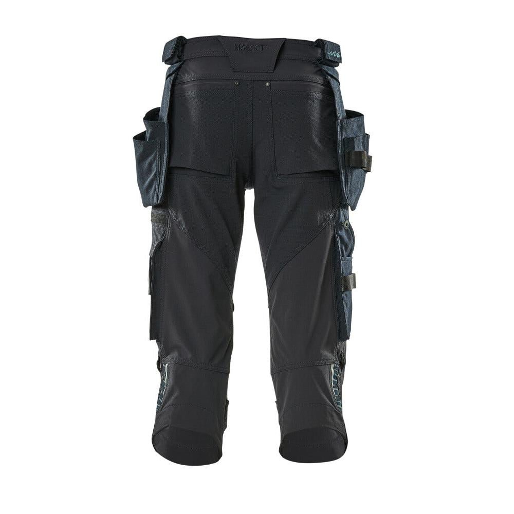 Pantaloni tre quarti, tasche appese, pantaloni tre quarti stretch, nero-blu