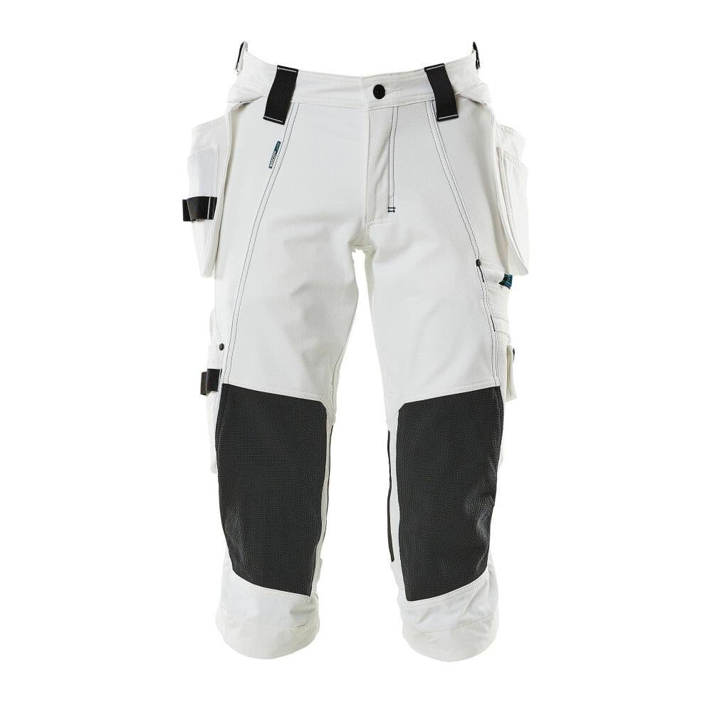 Pantaloni tre quarti, tasche pendenti, pantaloni tre quarti elasticizzati, bianco