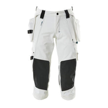 Pantaloni tre quarti, tasche pendenti, pantaloni tre quarti elasticizzati, bianco