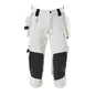 Pantaloni tre quarti, tasche pendenti, pantaloni tre quarti elasticizzati, bianco