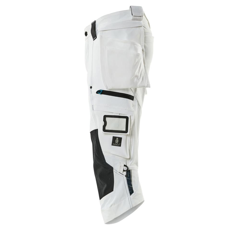 Pantaloni tre quarti, tasche pendenti, pantaloni tre quarti elasticizzati, bianco