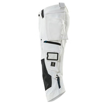 Pantaloni tre quarti, tasche pendenti, pantaloni tre quarti elasticizzati, bianco