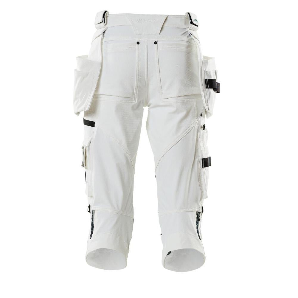 Pantaloni tre quarti, tasche pendenti, pantaloni tre quarti elasticizzati, bianco