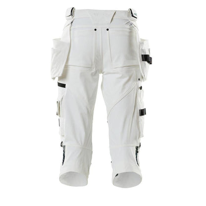 Pantaloni tre quarti, tasche pendenti, pantaloni tre quarti elasticizzati, bianco