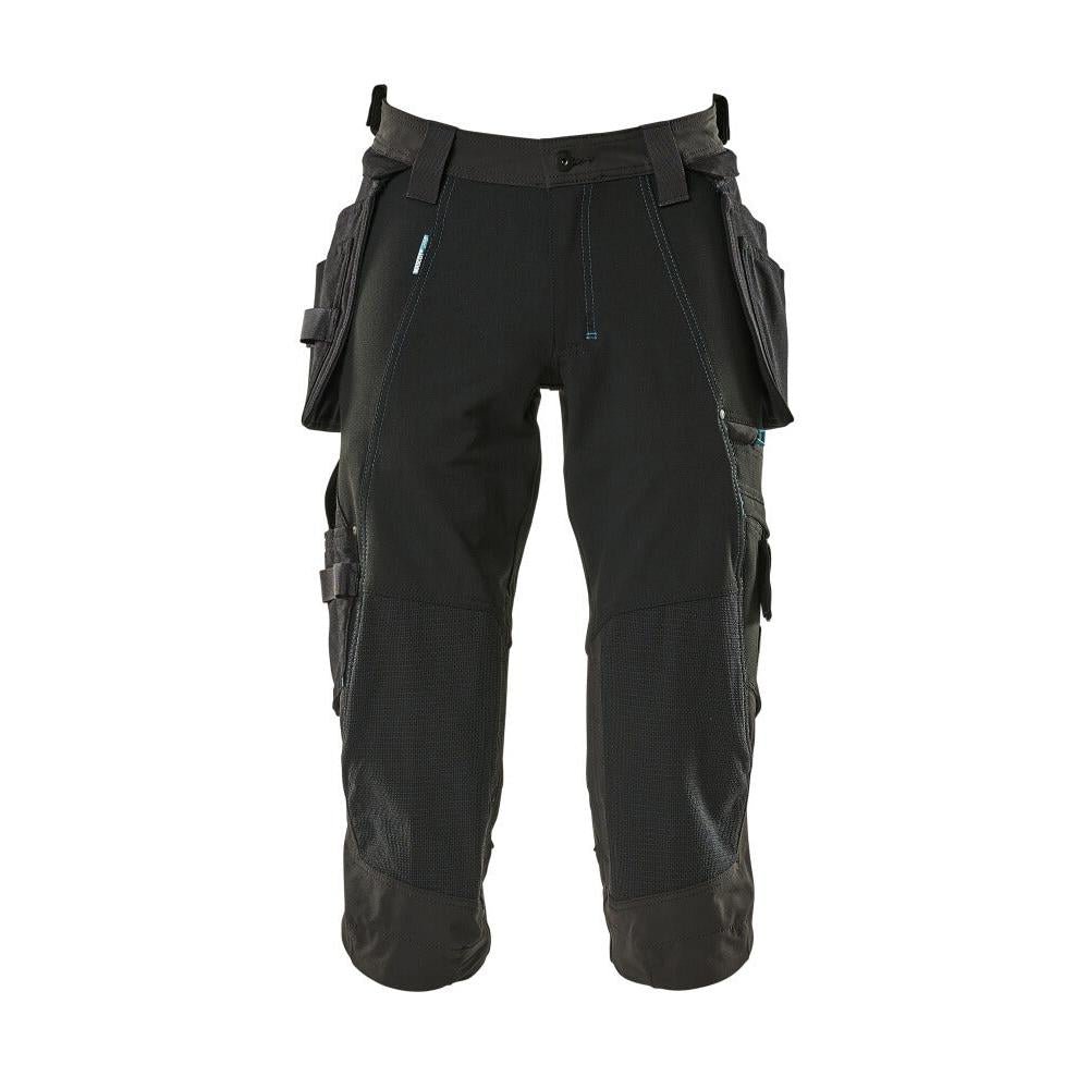 Pantalone tre quarti, tasche appese, pantalone tre quarti stretch, nero