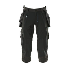 Pantalone tre quarti, tasche appese, pantalone tre quarti stretch, nero