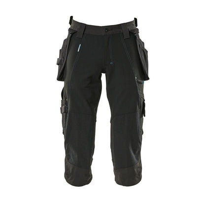 Pantalone tre quarti, tasche appese, pantalone tre quarti stretch, nero