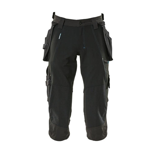 Pantalone tre quarti, tasche appese, pantalone tre quarti stretch, nero