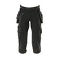 Pantalone tre quarti, tasche appese, pantalone tre quarti stretch, nero
