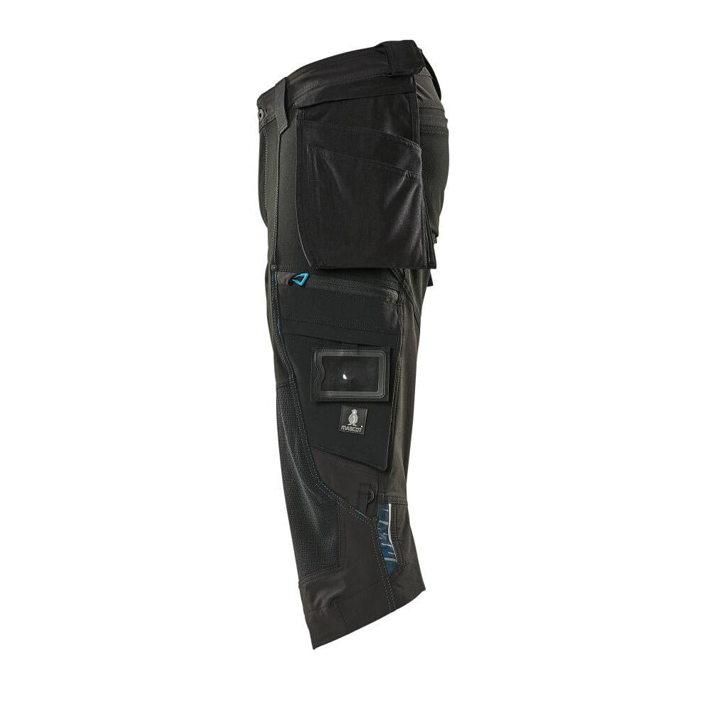 Pantalone tre quarti, tasche appese, pantalone tre quarti stretch, nero