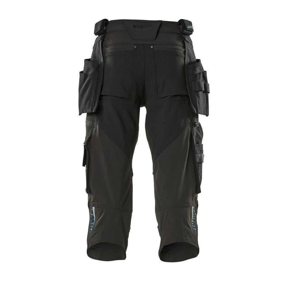 Pantalone tre quarti, tasche appese, pantalone tre quarti stretch, nero