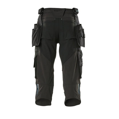 Pantalone tre quarti, tasche appese, pantalone tre quarti stretch, nero