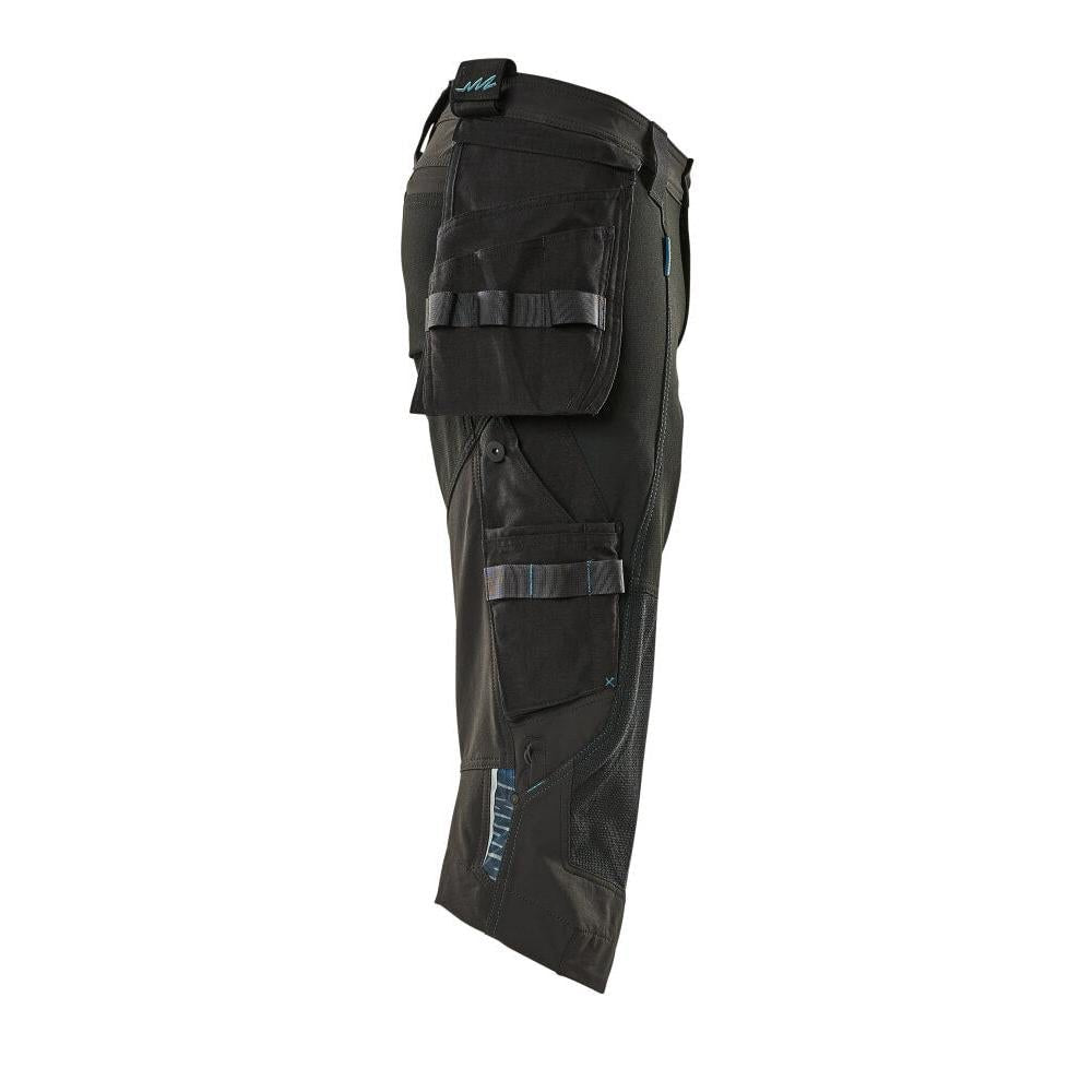 Pantalone tre quarti, tasche appese, pantalone tre quarti stretch, nero