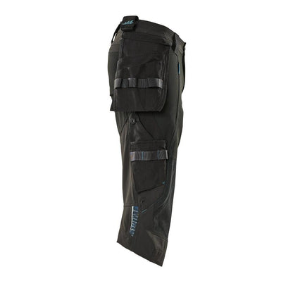 Pantalone tre quarti, tasche appese, pantalone tre quarti stretch, nero