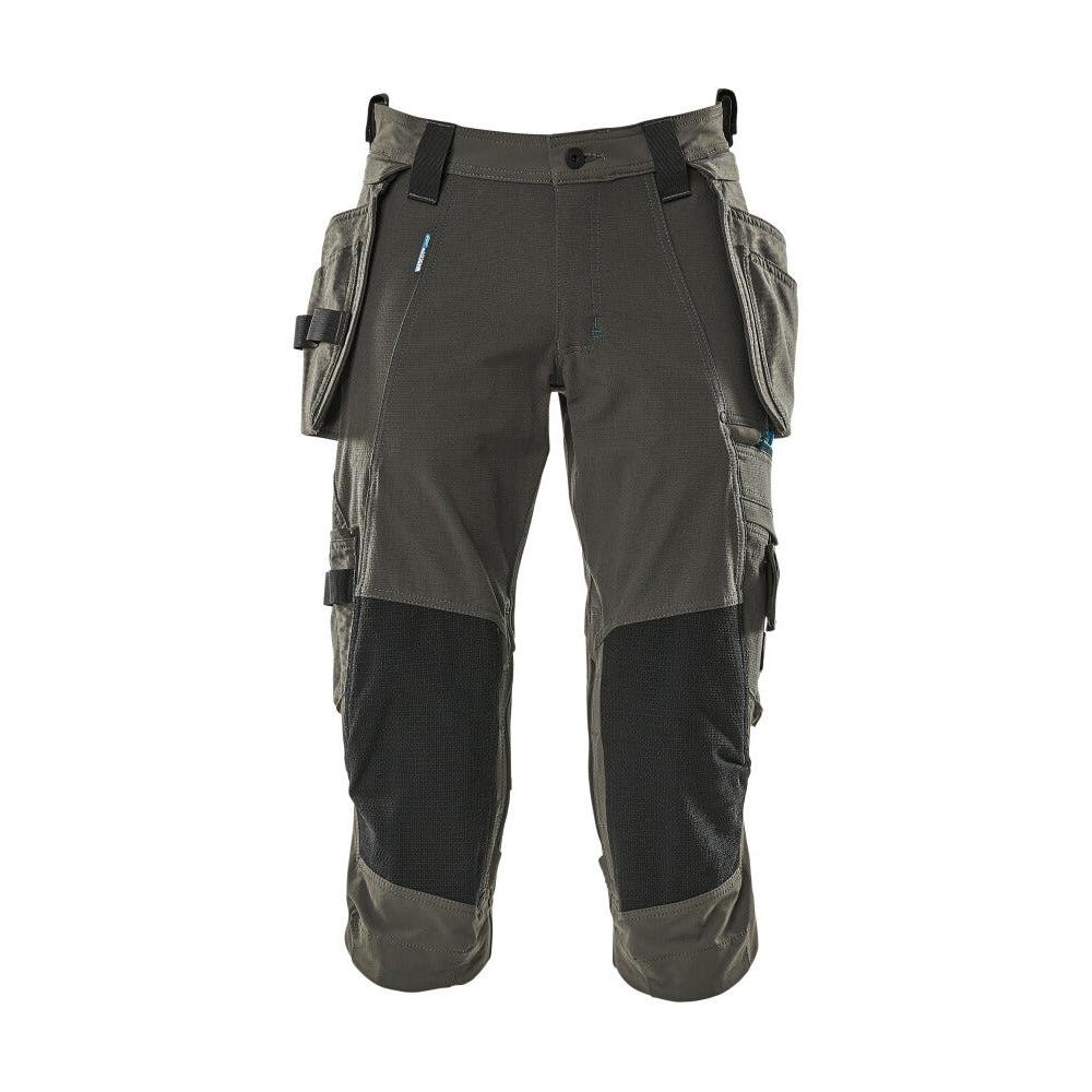 Pantalone tre quarti, tasche appese, pantalone tre quarti stretch, antracite scuro