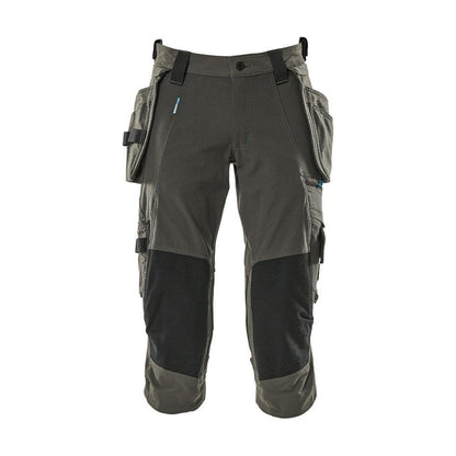 Pantalone tre quarti, tasche appese, pantalone tre quarti stretch, antracite scuro