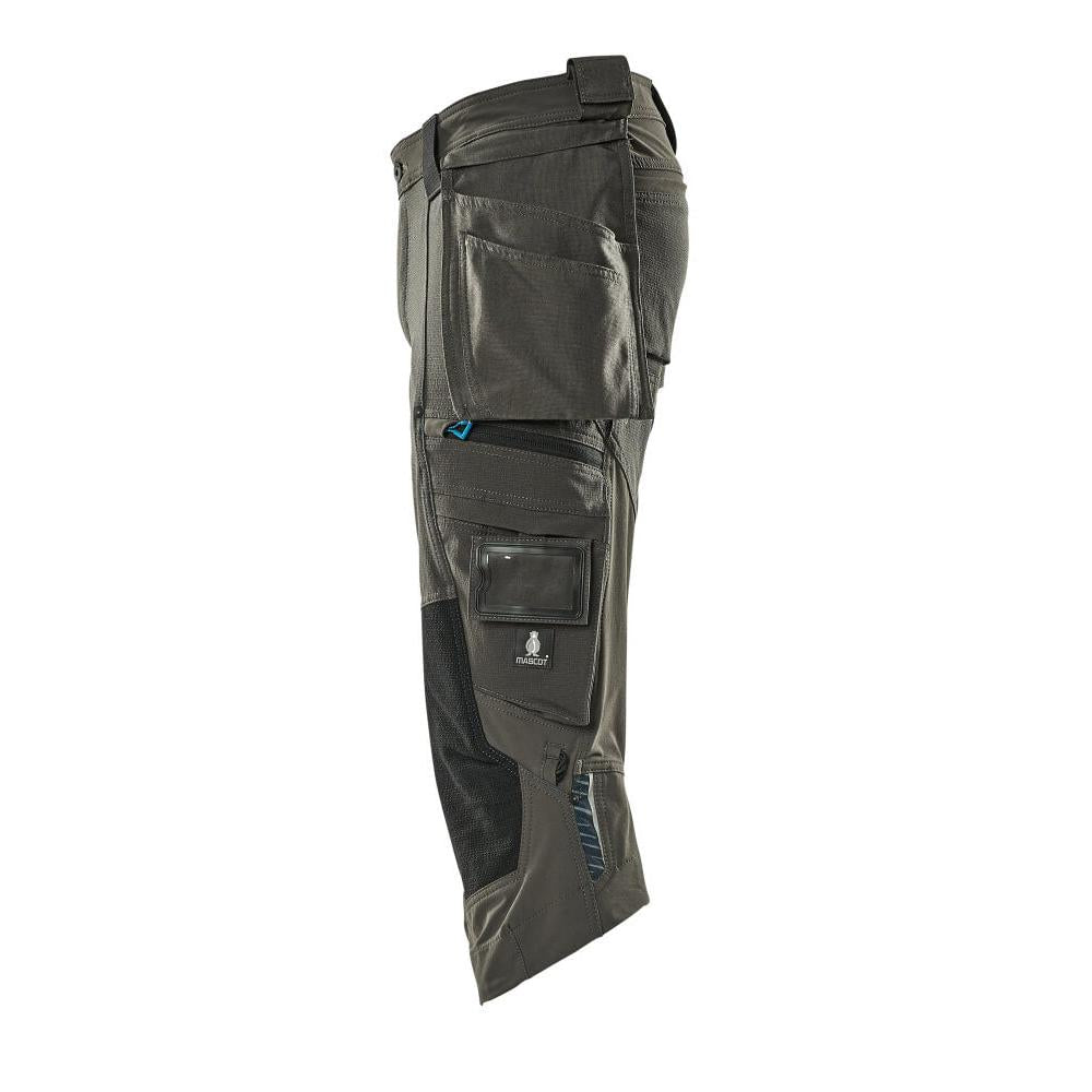 Pantalone tre quarti, tasche appese, pantalone tre quarti stretch, antracite scuro