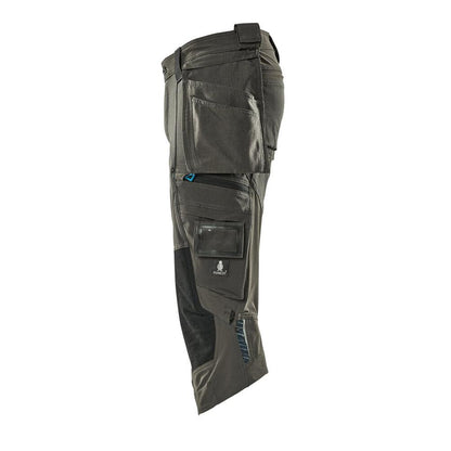 Pantalone tre quarti, tasche appese, pantalone tre quarti stretch, antracite scuro