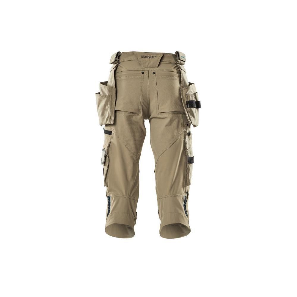 Pantaloni a tre quarti, tasche appese, pantaloni a tre quarti stretch, colore kaki chiaro