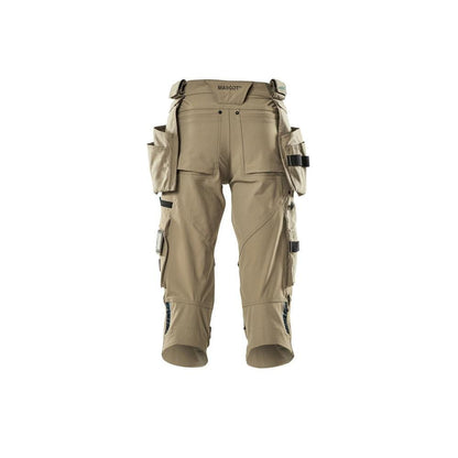 Pantaloni a tre quarti, tasche appese, pantaloni a tre quarti stretch, colore kaki chiaro