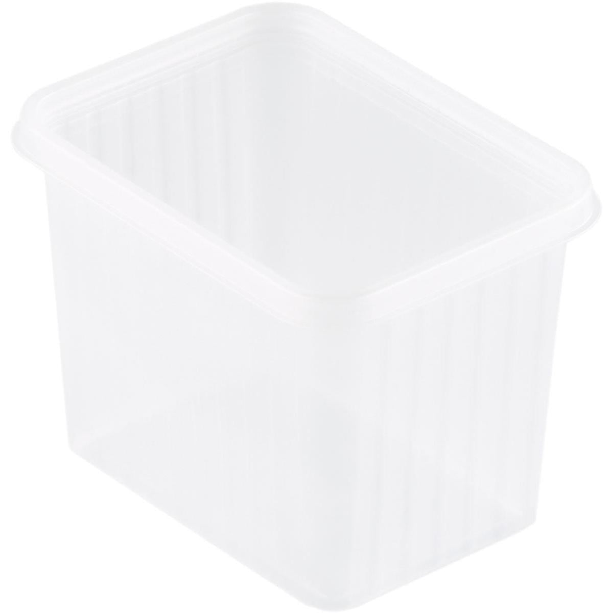 Il Fixpack® rettangolare con coperchio trasparente PP 145x110x110 di Duni GmbH è un contenitore di stoccaggio chiaro, ideale per la conservazione organizzata. La confezione contiene 25 pezzi ed è adatta per alimenti.