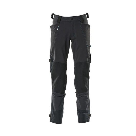 Pantaloni con tasche sulle ginocchia in Dyneema, pantaloni elasticizzati, nero-blu