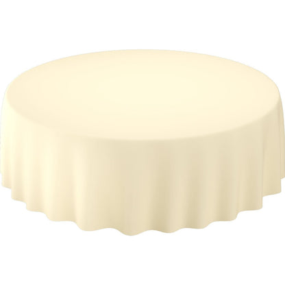 Le tovaglie Evolin Ø 240 cm rotonde della Duni GmbH in crema unicolore coprono elegantemente i tavoli rotondi e possono essere delicatamente drappeggiate sui bordi, conferendo raffinatezza a qualsiasi ambiente.