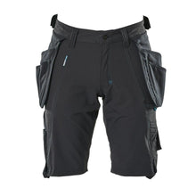 Shorts, tasche appese rimovibili, shorts artigianali elasticizzati, nero-blu